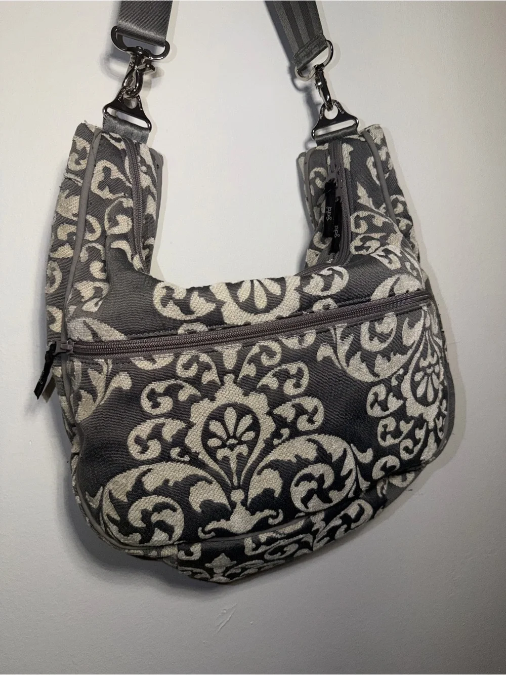 Petunia Pickle Bottom Touring Tote - Earl Grey damask pattern